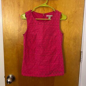 Banana Republic Pink lacy sleeveless top (size 2P, lightly used)